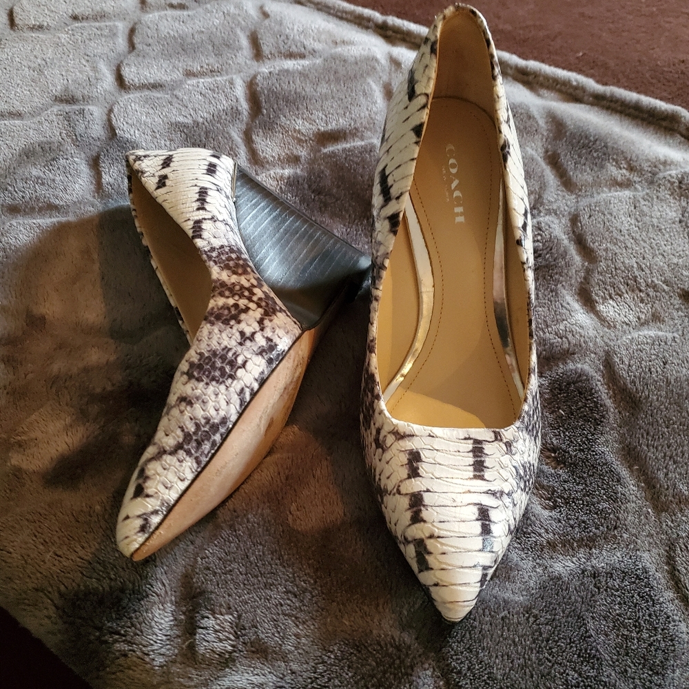Coach snake skin wedge shoes